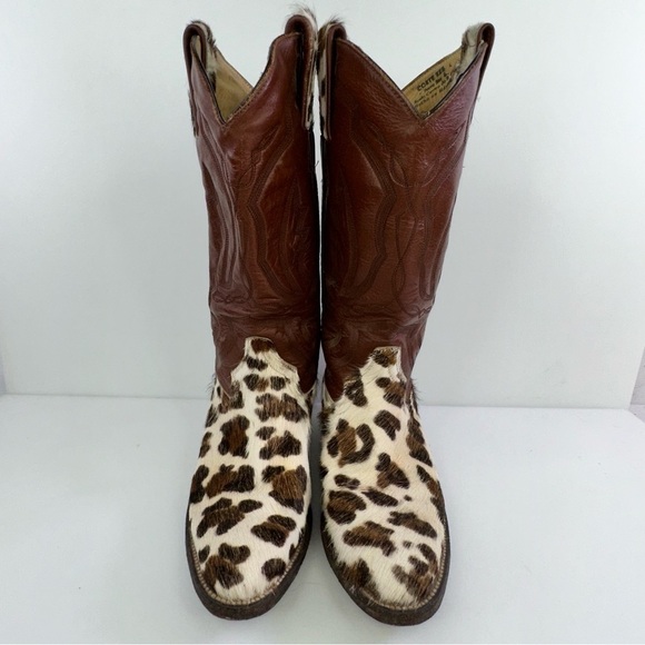 Vintage Bob’s Boot Co Women’s Cowboy Western Cowhide Boots Size 5 - Picture 4 of 10